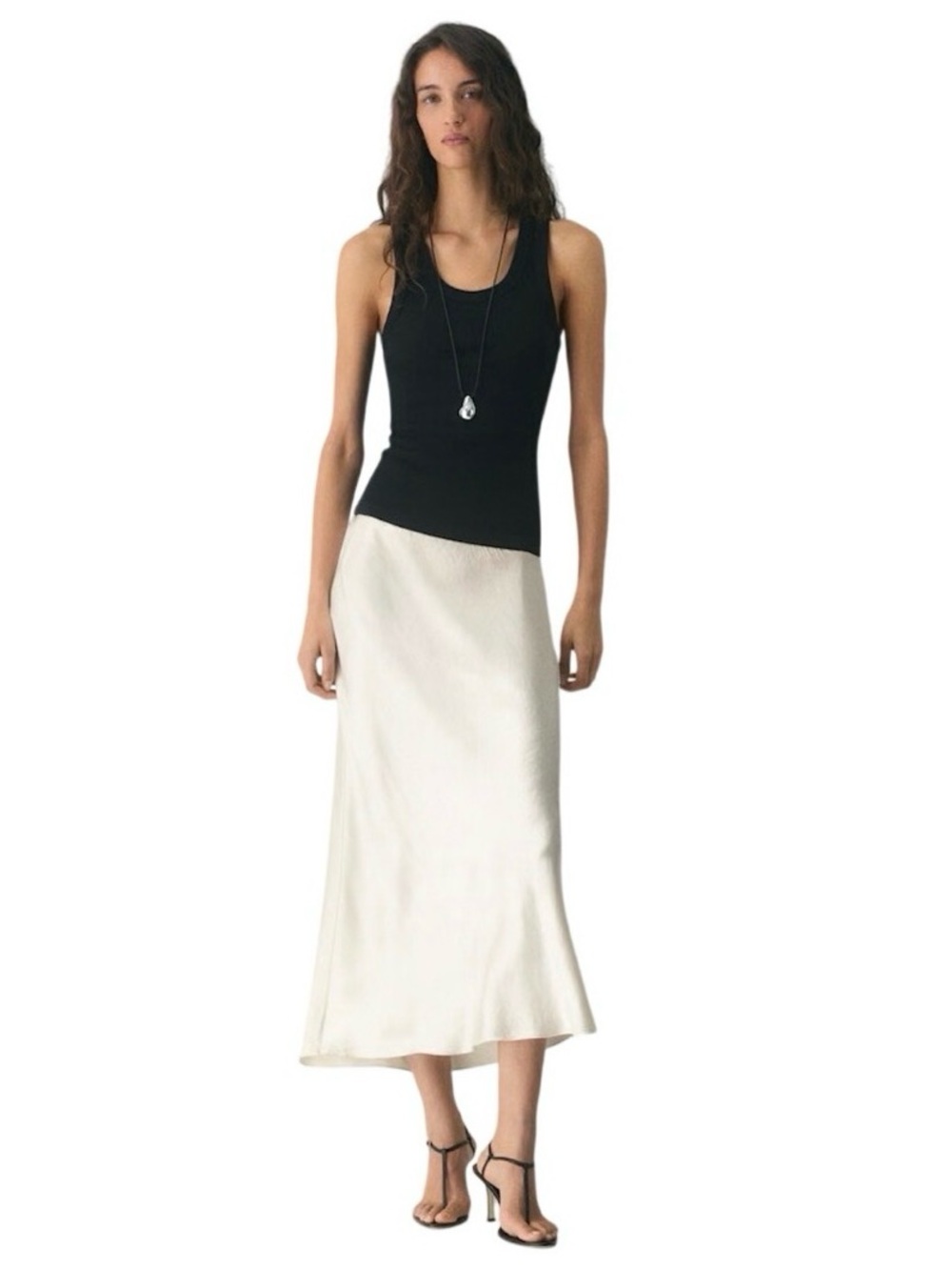 NWT Aritzia Babaton Slip Satin Maxi Skirt Light Birch Size 00